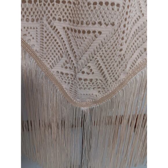 Charleston Long Fringe Gatsby Dress Step in Style Lace Beige Lines Small - Picture 9 of 14